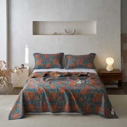 Couette en fil teint « Fleur en fleurs » en pur coton - Couette avec 2 taies d'oreiller - 230 cm x 245 cm - image 1