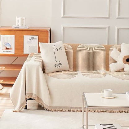 Housse de canapé chenille géométrique moderne