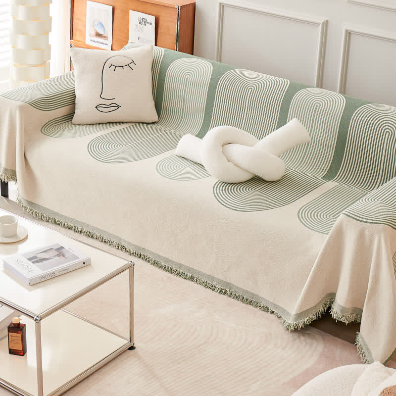 Housse de canapé chenille géométrique moderne