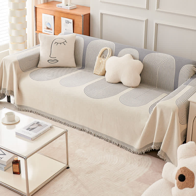 Housse de canapé chenille géométrique moderne