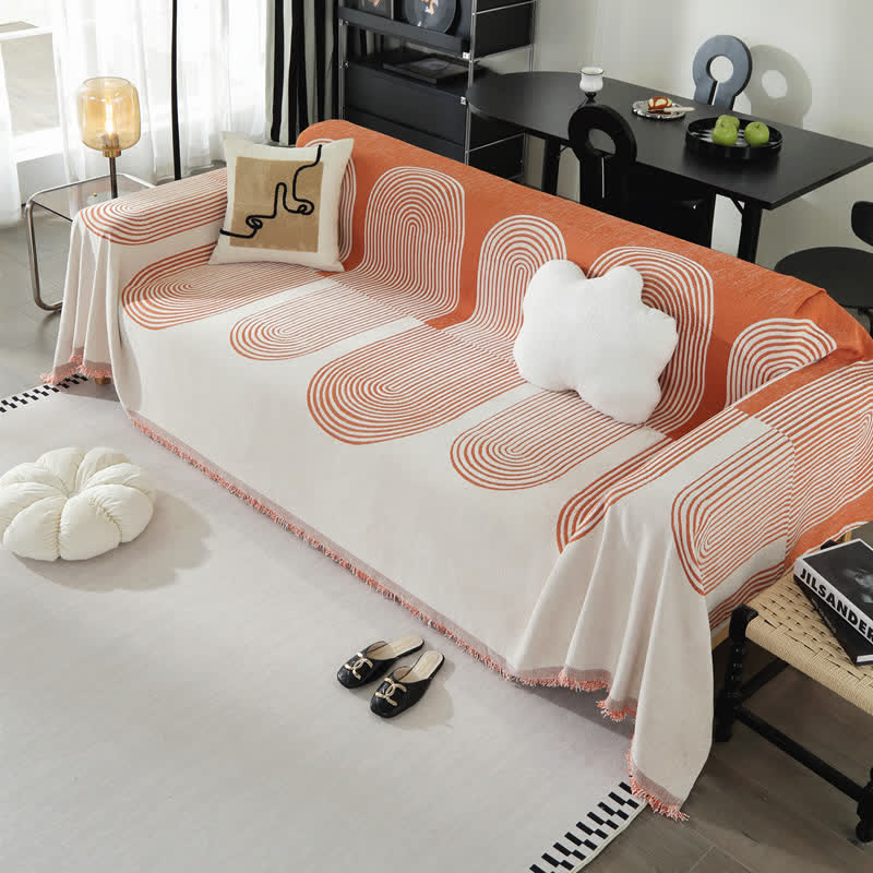 Housse de canapé chenille géométrique moderne