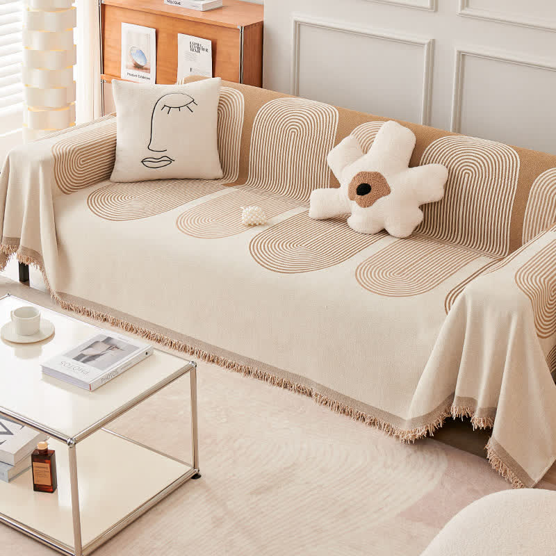 Housse de canapé chenille géométrique moderne