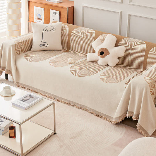 Housse de canapé chenille géométrique moderne