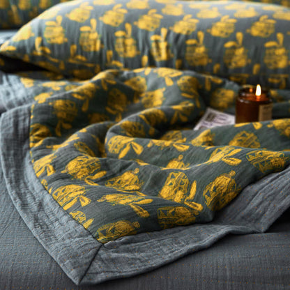 Linge de lit respirant en gaze de coton lapin jacquard
