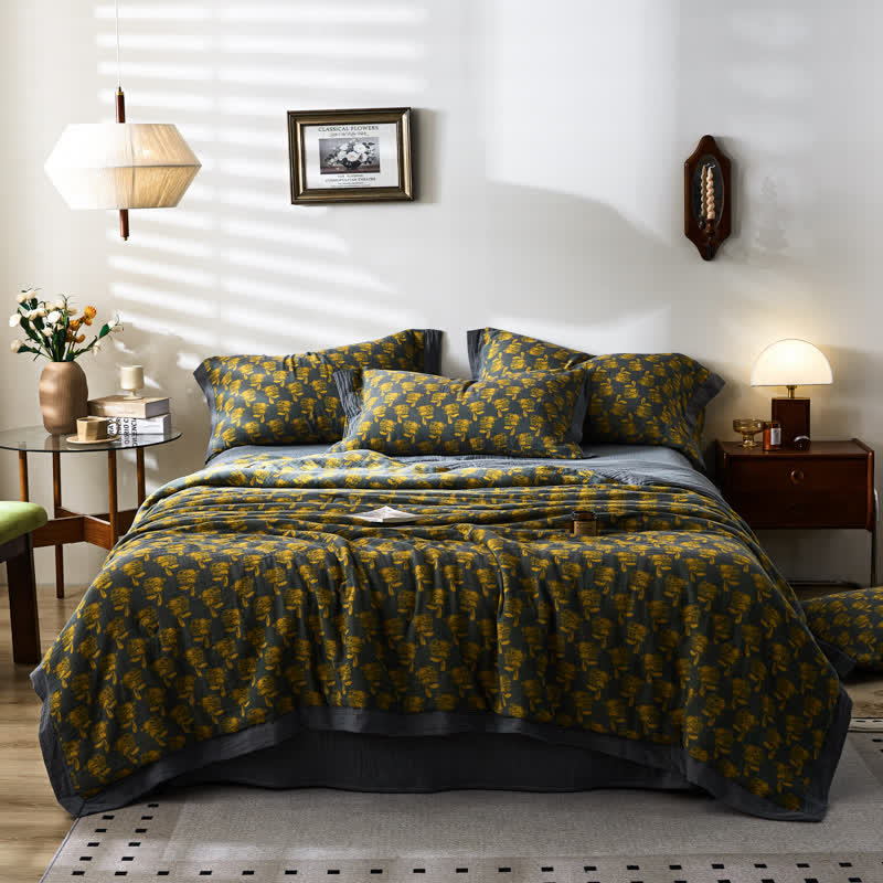 Linge de lit respirant en gaze de coton lapin jacquard