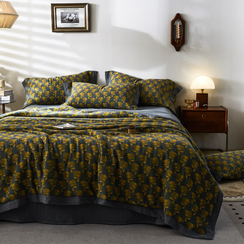 Linge de lit respirant en gaze de coton lapin jacquard