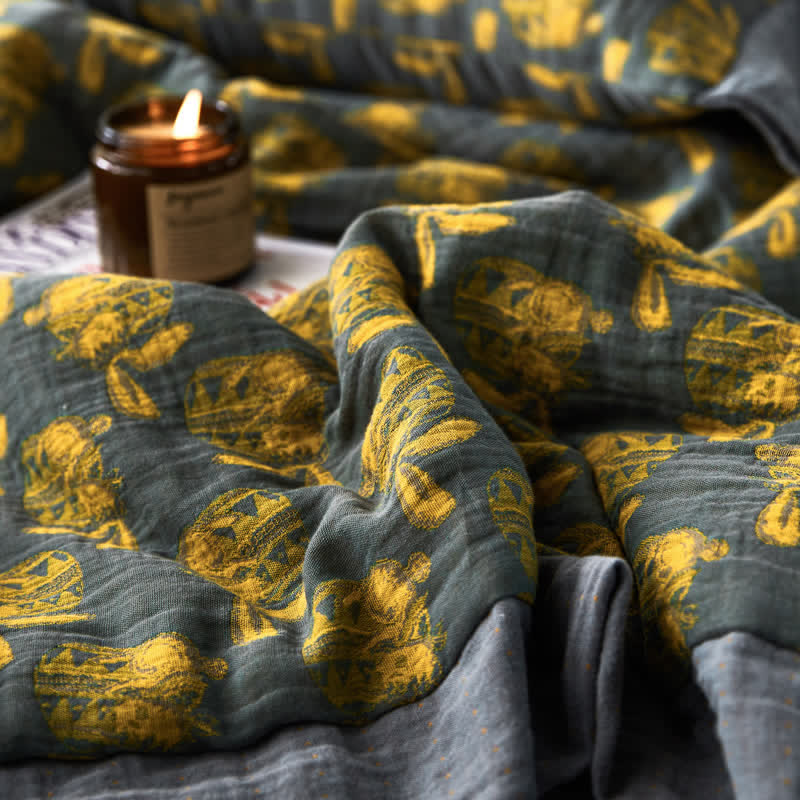 Linge de lit respirant en gaze de coton lapin jacquard