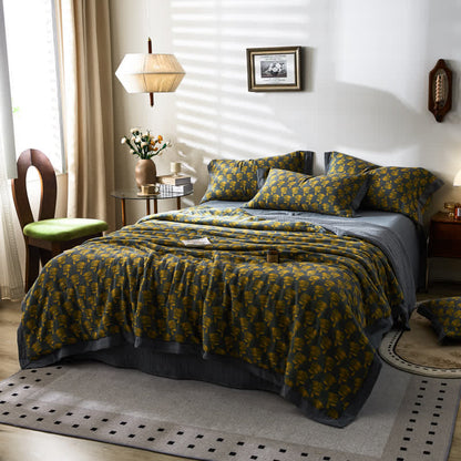Linge de lit respirant en gaze de coton lapin jacquard