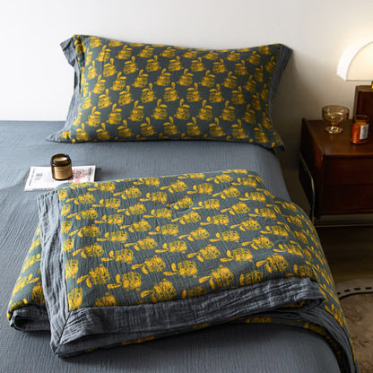 Linge de lit respirant en gaze de coton lapin jacquard