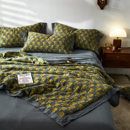 Linge de lit respirant en gaze de coton lapin jacquard