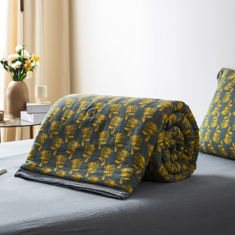 Linge de lit respirant en gaze de coton lapin jacquard