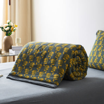 Linge de lit respirant en gaze de coton lapin jacquard