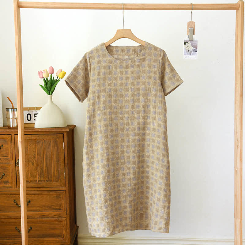 Chemise de nuit jacquard teint en fil en pur coton