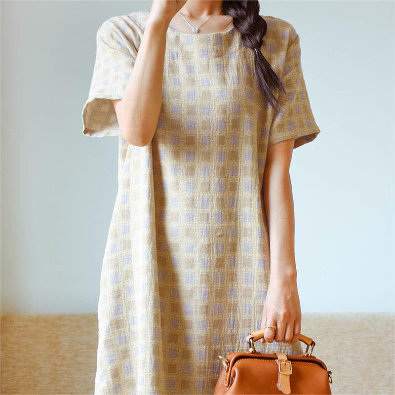 Chemise de nuit jacquard teint en fil en pur coton