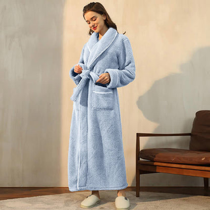Ownkoti Pyjama polaire confortable, peignoir long - Gris Bleu - Femmes : 3XL - image 11