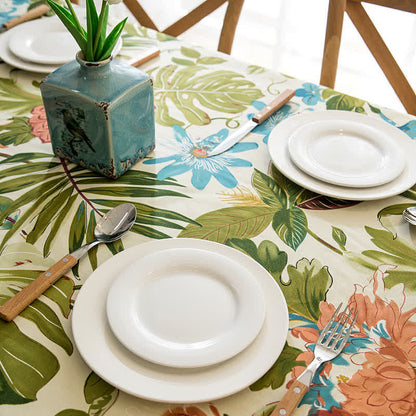 Nappe en pur coton avec motif monstera de forêt tropicale