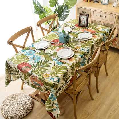 Nappe en pur coton avec motif monstera de forêt tropicale