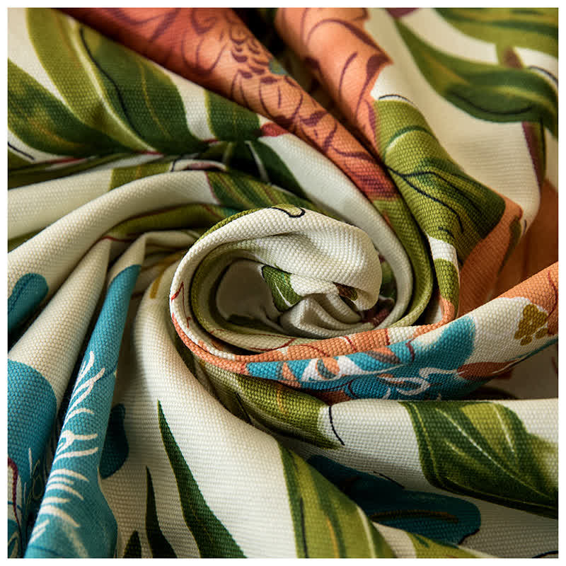 Nappe en pur coton avec motif monstera de forêt tropicale