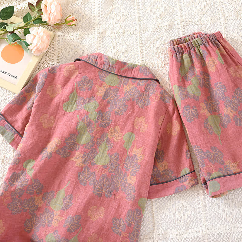 Ensemble pyjama en gaze de coton jacquard citrouille