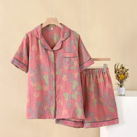 Ensemble pyjama en gaze de coton jacquard citrouille