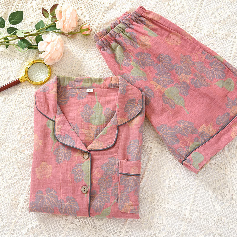 Ensemble pyjama en gaze de coton jacquard citrouille
