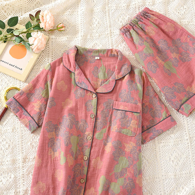 Ensemble pyjama en gaze de coton jacquard citrouille