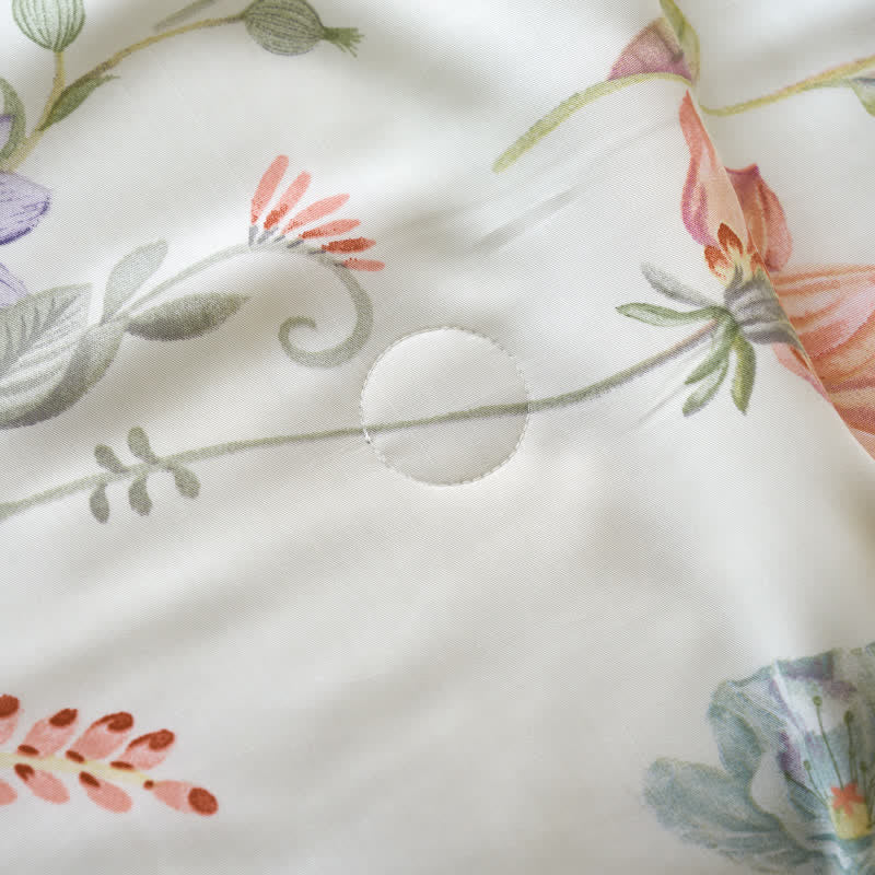 Couette d'été rustique en fibre lyocell à motif floral