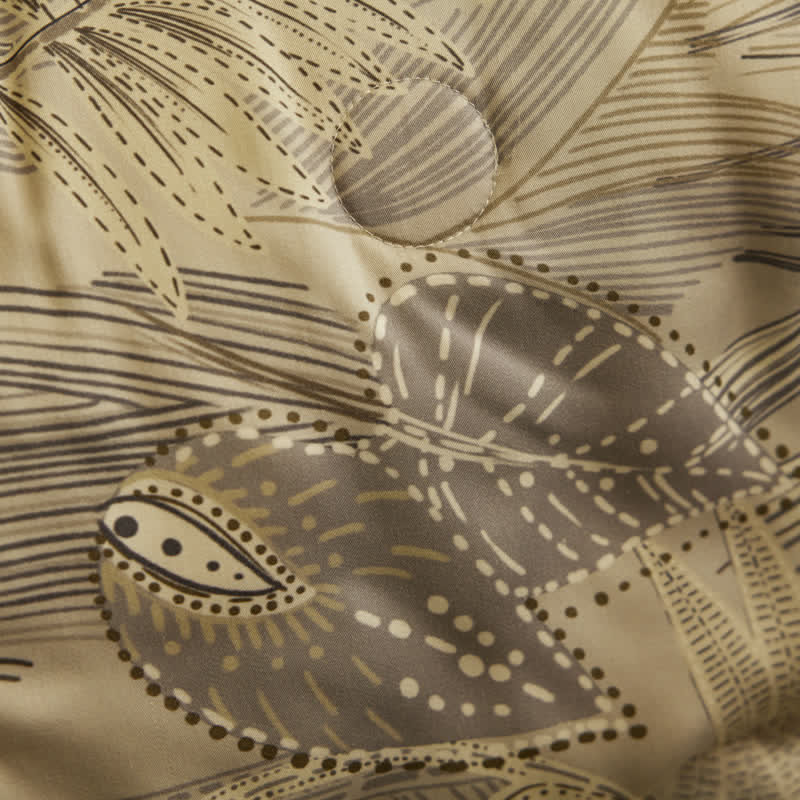 Linge de lit luxueux en lyocell au motif de feuilles rétro