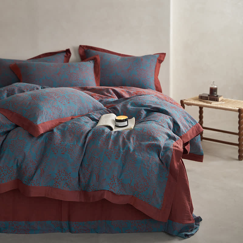 Parure de lit en gaze de coton naturel double épaisseur (4 pièces)
