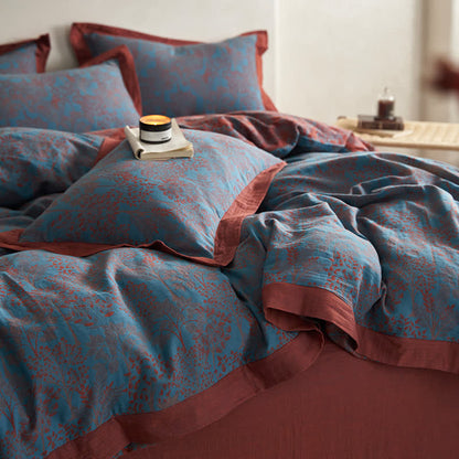 Parure de lit en gaze de coton naturel double épaisseur (4 pièces)