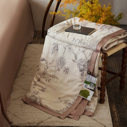 Linge de lit respirant en fibre lyocell avec motif floral et motif rose