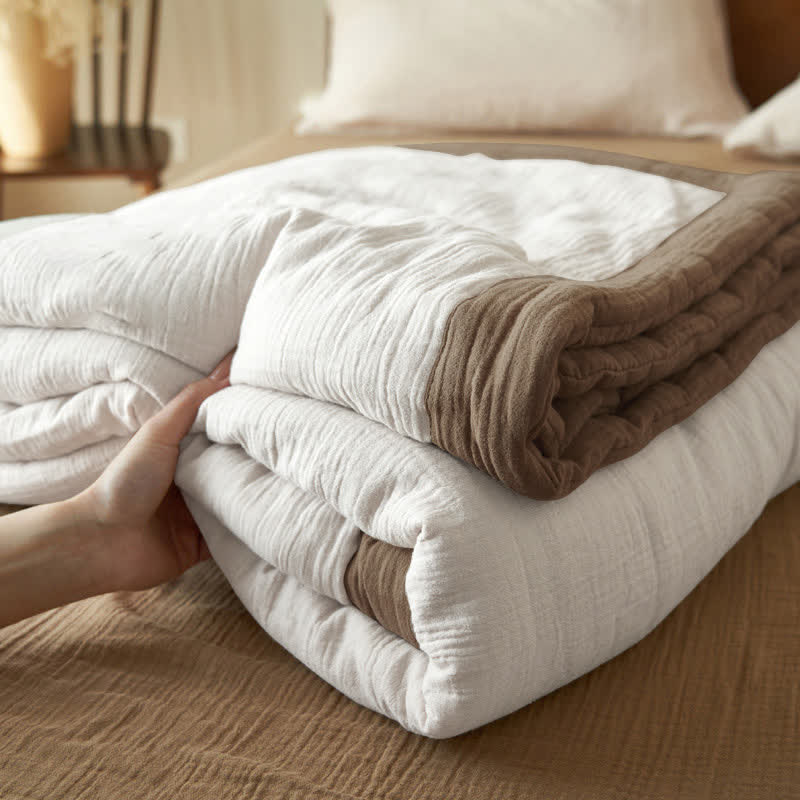 Linge de lit en gaze douce, unie et double épaisseur