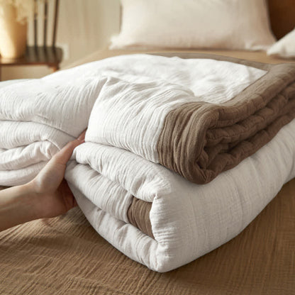 Linge de lit en gaze douce, unie et double épaisseur