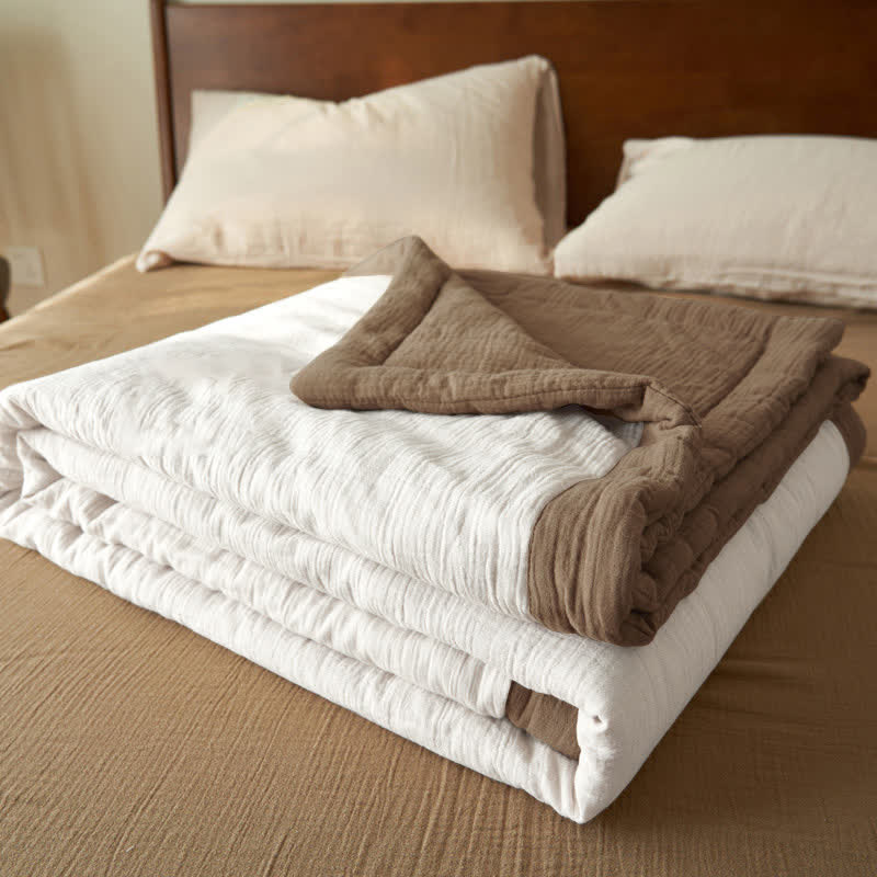 Linge de lit en gaze douce, unie et double épaisseur