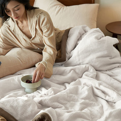 Linge de lit en gaze douce, unie et double épaisseur