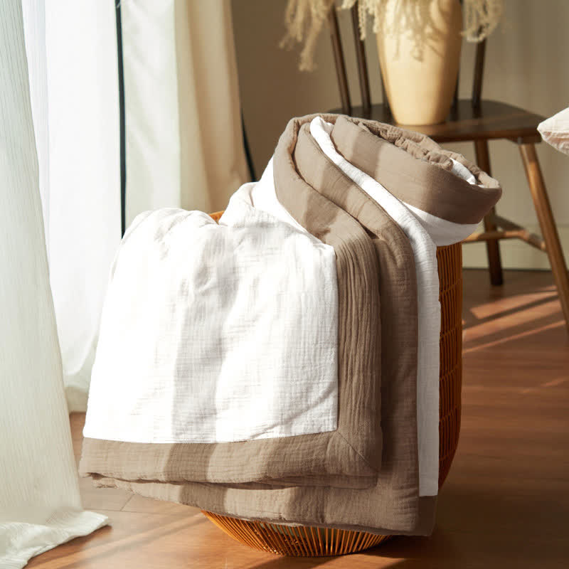 Linge de lit en gaze douce, unie et double épaisseur