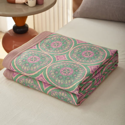 Couverture réversible en gaze de coton Boho Mandala