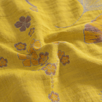 Parure de lit vintage en gaze de coton avec feuilles de ginkgo (4 pièces)