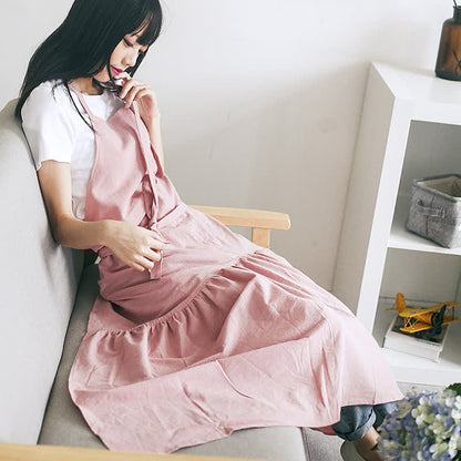 Tablier ajustable en lin de coton uni