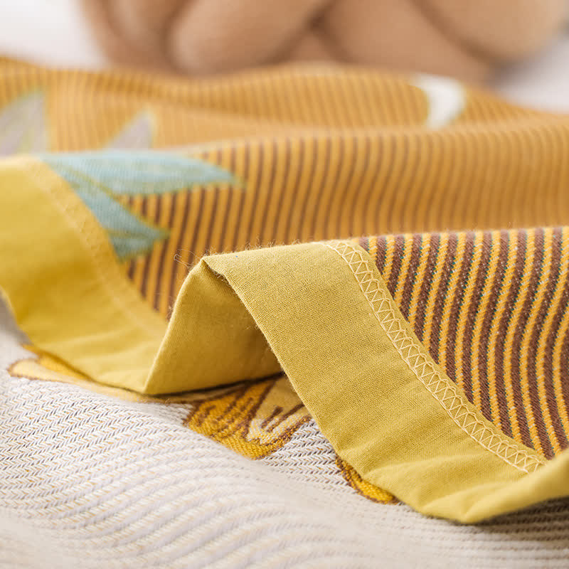 Couette en gaze de coton douce avec motif tournesol
