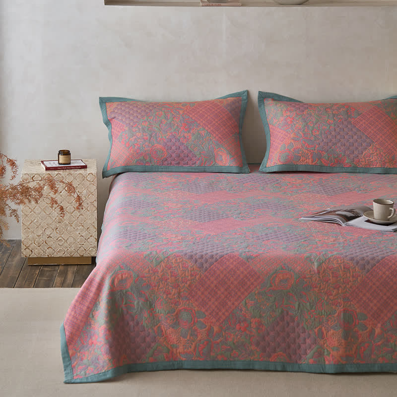 Couette de style rétro à motif floral en gaze de coton
