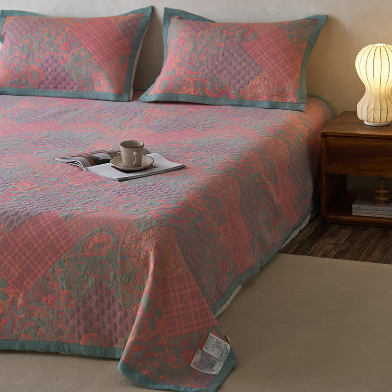 Couette de style rétro à motif floral en gaze de coton