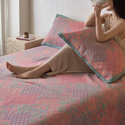 Couette de style rétro à motif floral en gaze de coton