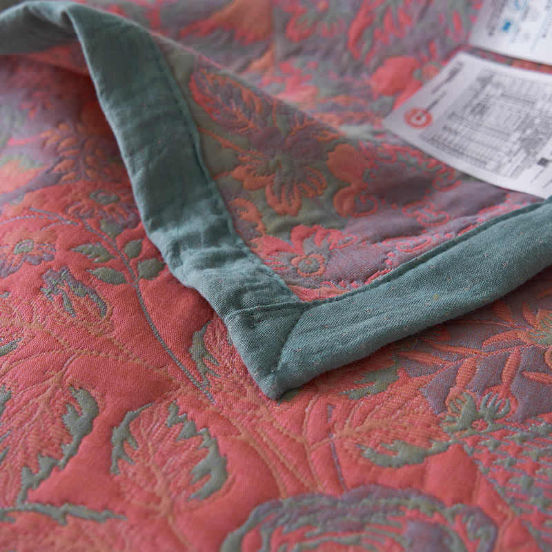 Couette de style rétro à motif floral en gaze de coton
