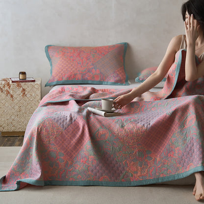 Couette de style rétro à motif floral en gaze de coton