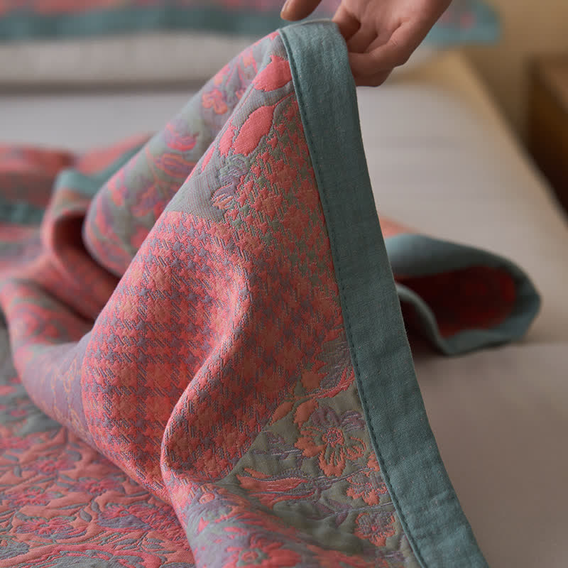 Couette de style rétro à motif floral en gaze de coton