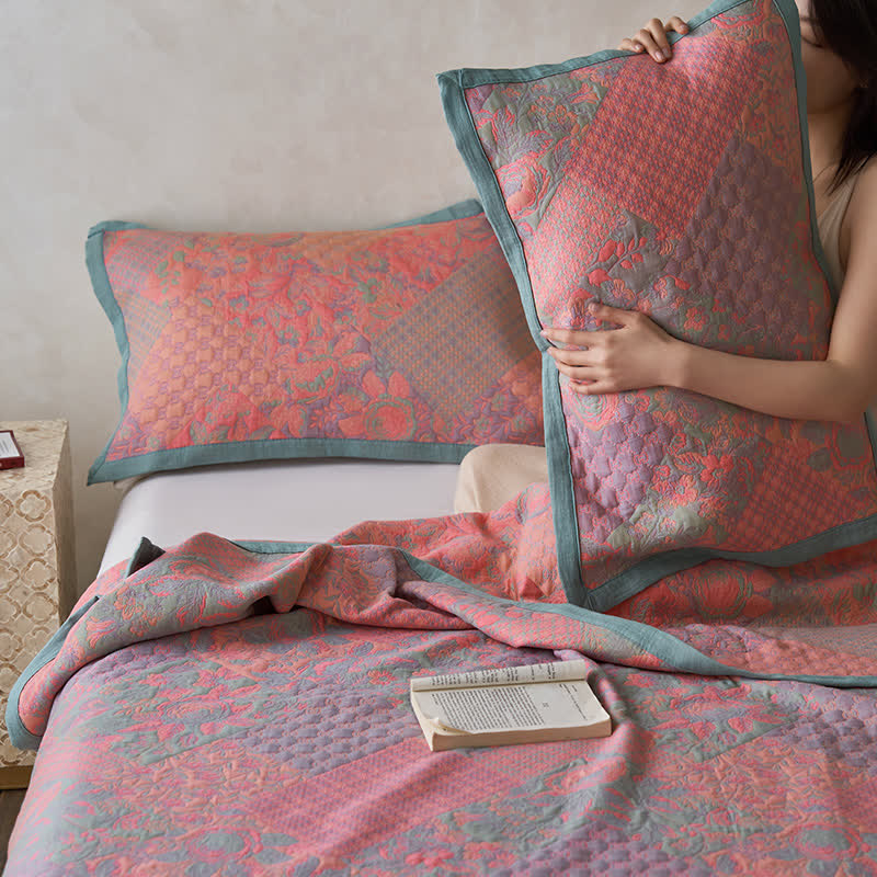 Couette de style rétro à motif floral en gaze de coton