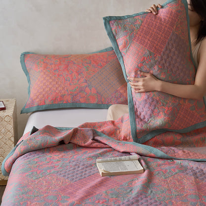 Couette de style rétro à motif floral en gaze de coton