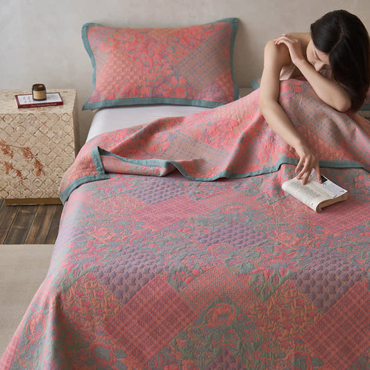 Couette de style rétro à motif floral en gaze de coton