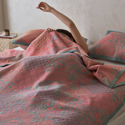 Couette de style rétro à motif floral en gaze de coton